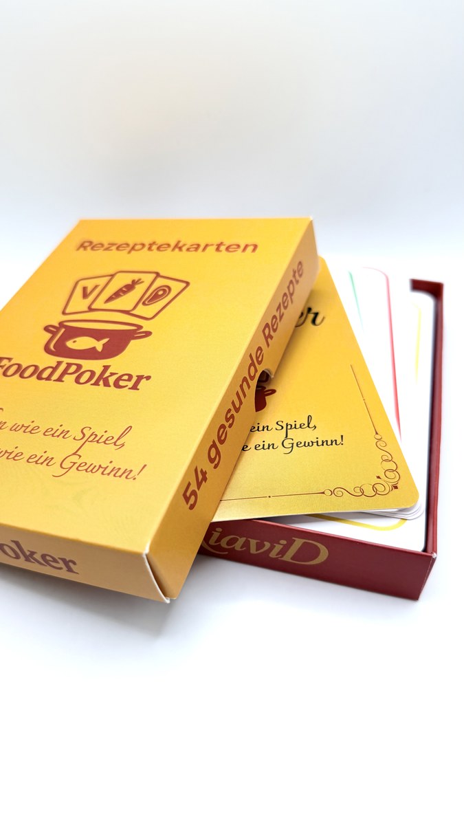FoodPoker Rezeptkarten-Set – die goldene Box mit 54 gesunden Rezeptkarten
