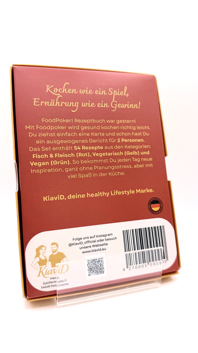 FoodPoker Box Rückseite – Kochen wie ein Spiel, Ernährung wie ein Gewinn